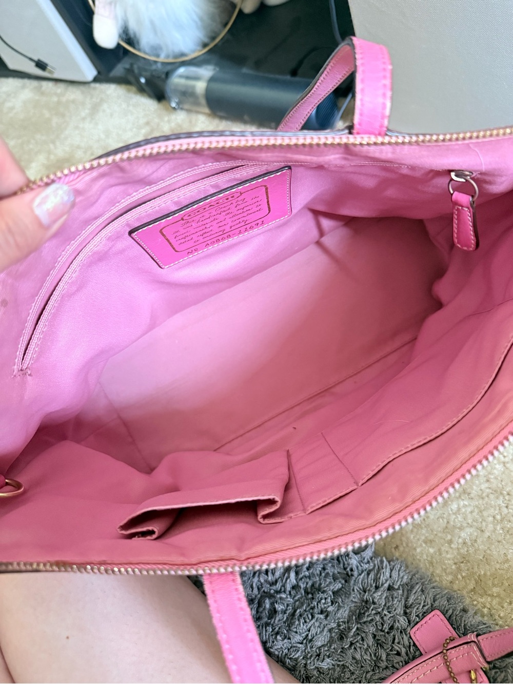 Coach Signature Canvas Tote with Pink Leather Trim - Picture 6 of 11